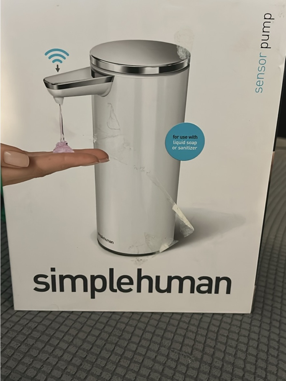 simplehuman White Automatic Sensor Soap Dispenser with Chrome Accents